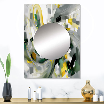 Alona Dynamic Waveforms I - grand miroir mural scandinave, miroir décoratif scandinave, impression d'art en métal
