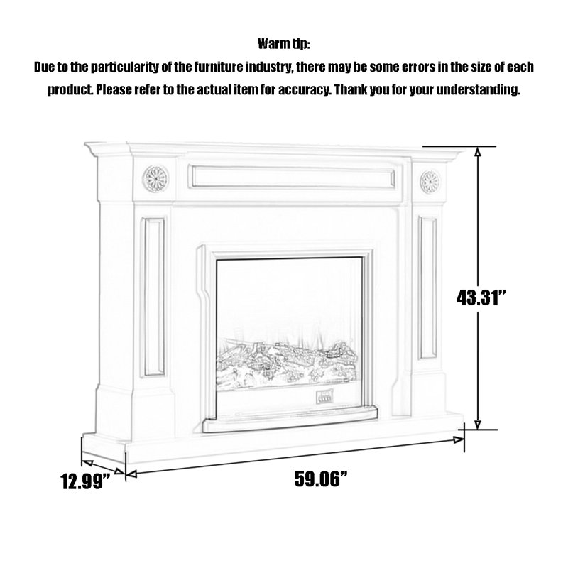 French retro-style simulated flame decorative fireplace, Brown