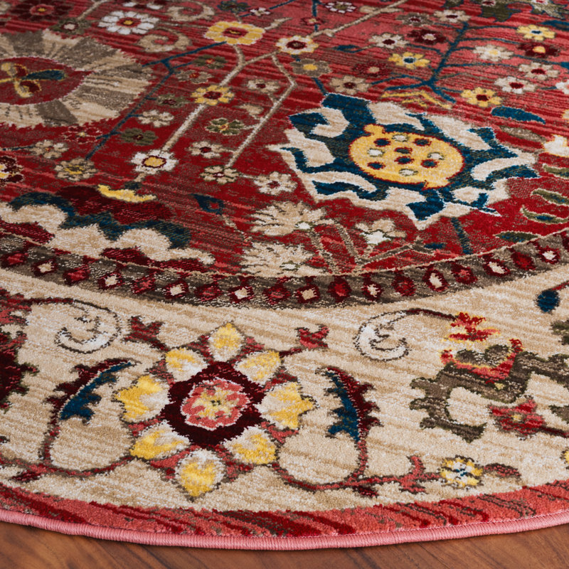 Tapis performance oriental Kurtz, Rond 6 pi 7 po, Red/Beige