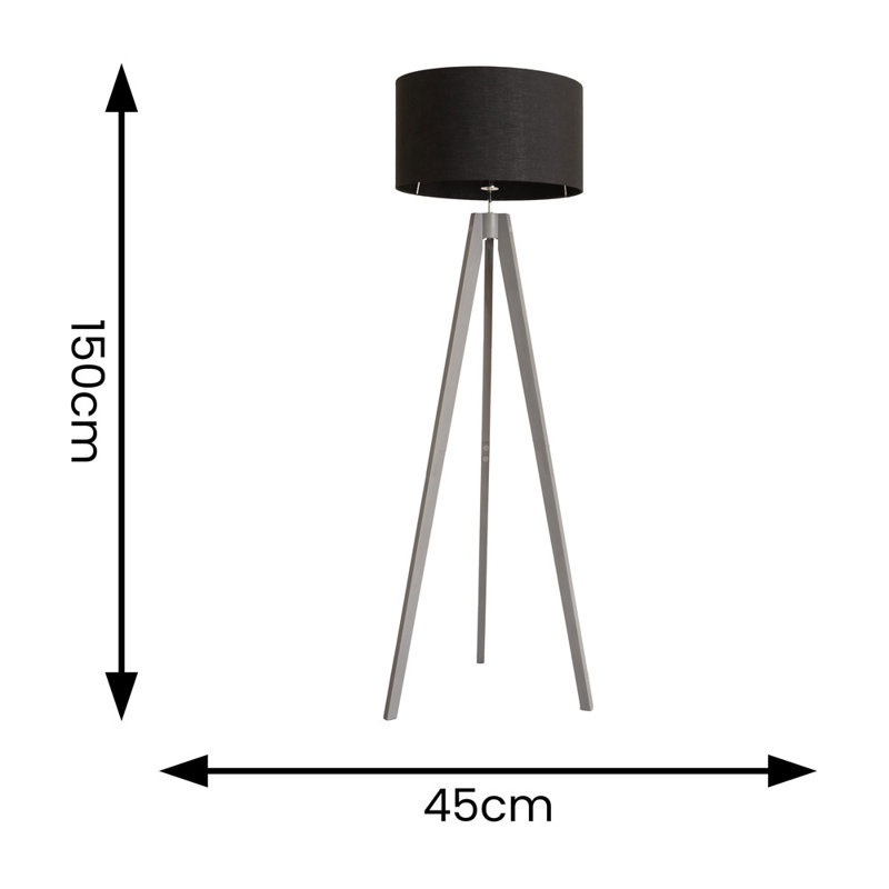 Byersville 150cm Tripod Floor Lamp, Black