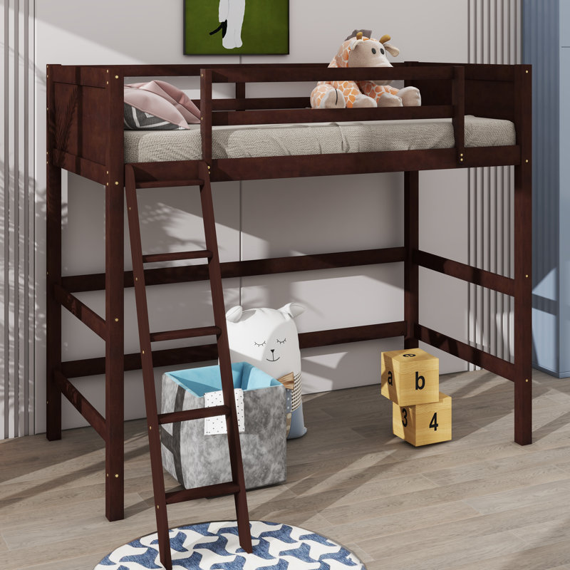 Lit mezzanine simple Jayen, pour enfants, Espresso
