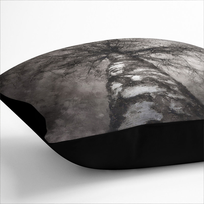 Birch Tree Painting Scatter Cushion, Black, 40cm H x 40cm W x 15cm D