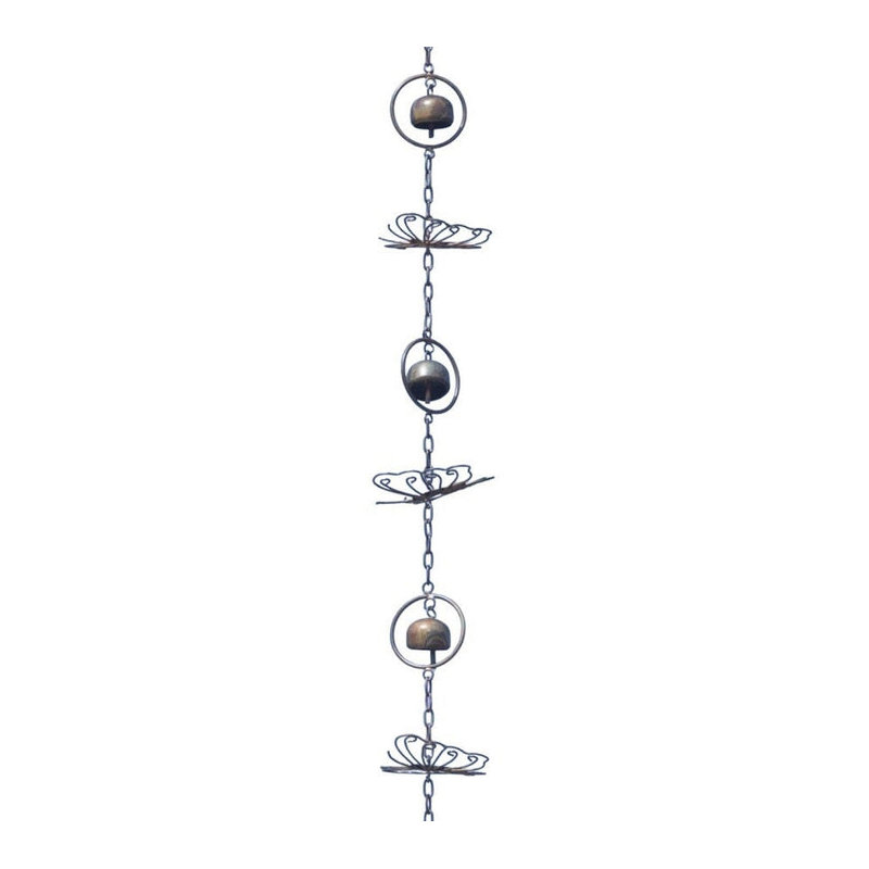 Flamed Butterflies & Bells Rain Chain