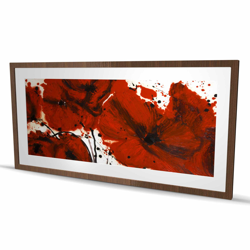 Abstract Red Flowers Field - Modern Framed Matted Print
