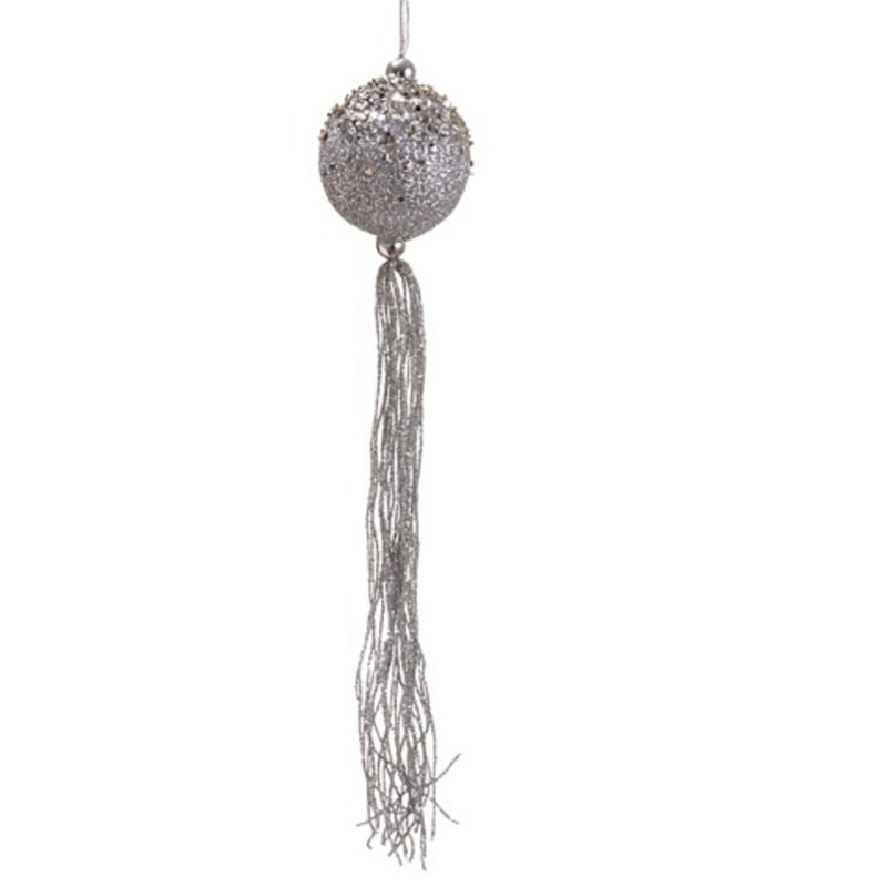 Ornement boule de Noël avec pampilles scintillantes, Argent