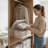 All-In-One Foldable Linen Organizer and Storage for Bedding, Blankets, Duvet Covers, and Clothes - Collapsible Closet Storage Cubes, Travel-Friendly (Brown, Beige, White)-1813463340