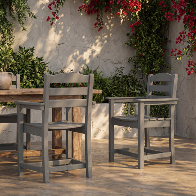 Outdoor Patio Dining Chairs, All-Weather Patio Chairs With Arms, Weather-Resistant Deck Chairs For Garden, Porch, Backyard（Set Of 2 ）