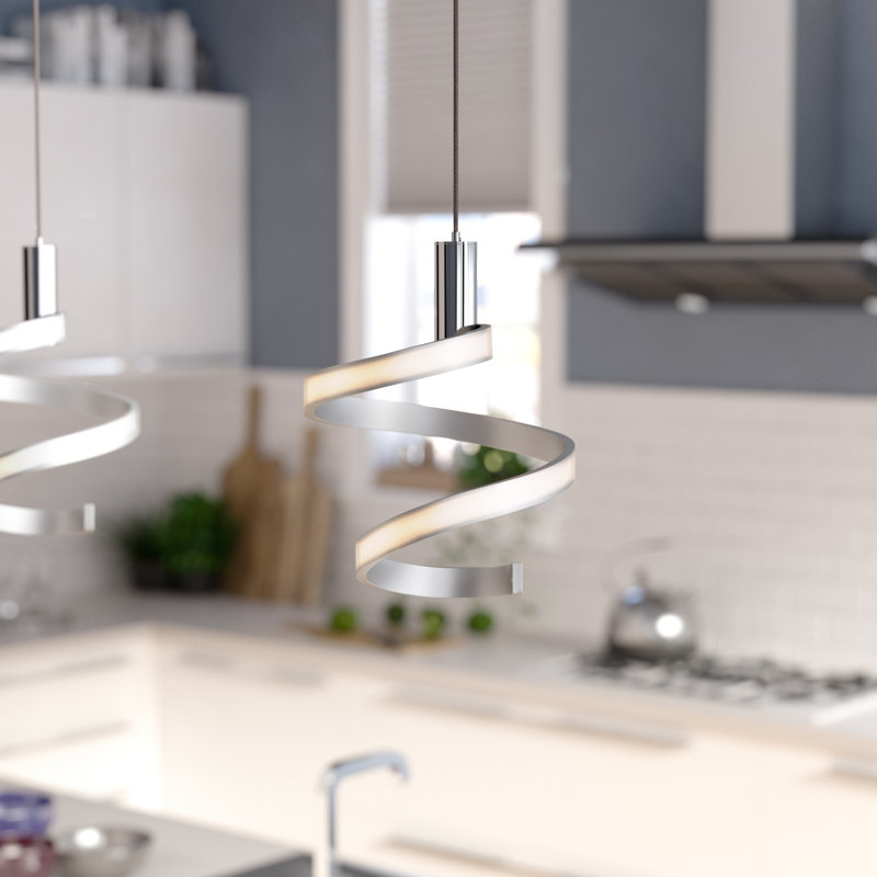 Luminaire suspendu géométrique unique à 1 lumière Dormer, Argenté mat