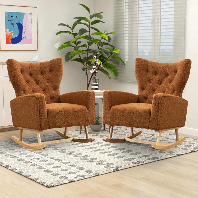 Chaise berçante Jahsun, Bouclé caramel