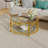 Round Coffee Table With Tempered Glass Tabletop, Geometric Metal Frame And Lower Shelf-1153275627