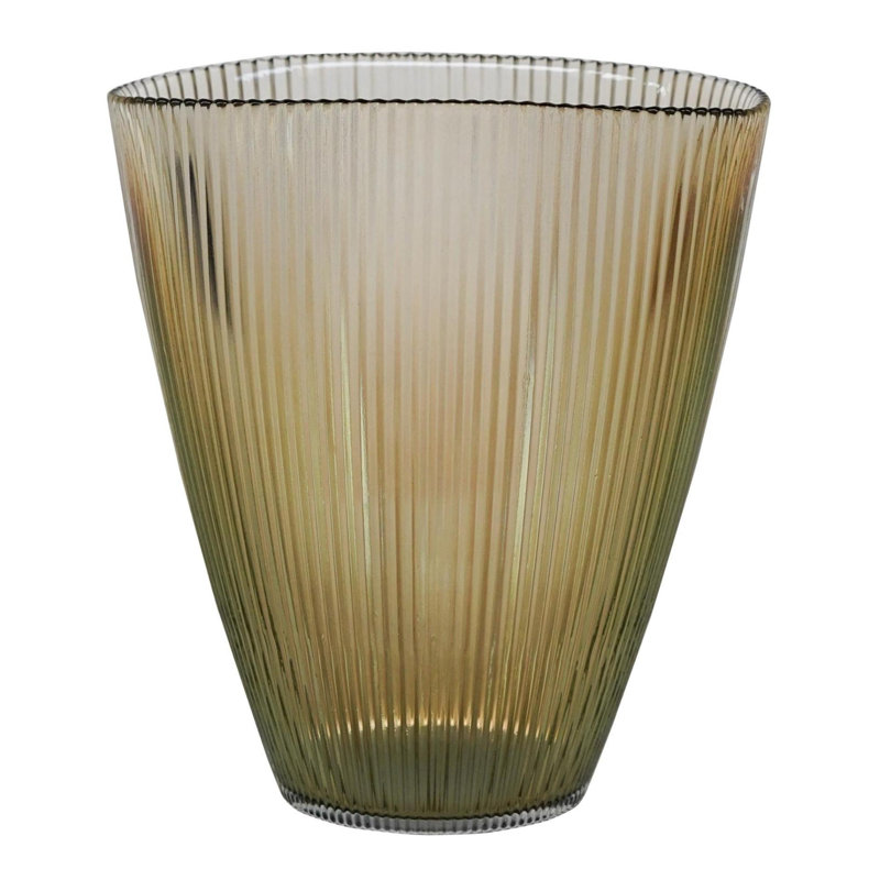  Recycled Glass Ribbed Table Vase, Mocha