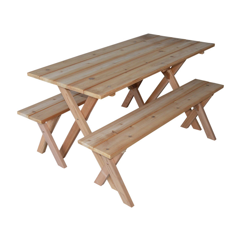 Vindas Rectangular Cedar Solid Wood Outdoor Picnic Table , 55 " W 27 " D, Unfinished