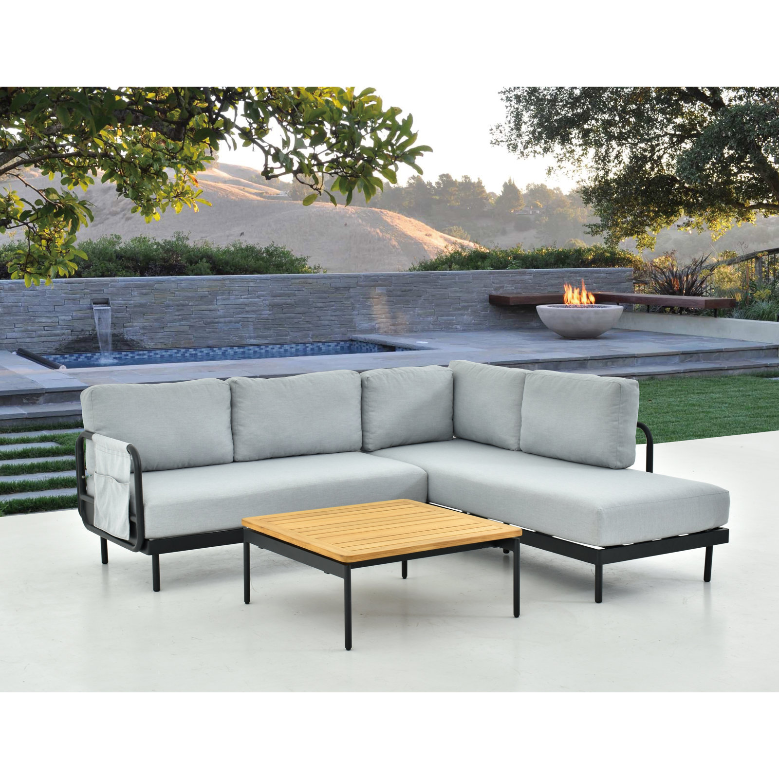 Darleen Aluminum Patio Sectional, Gray