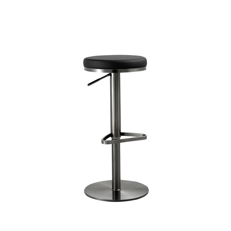 Tabouret de bar rotatif à hauteur ajustable Noah, Noir, Ébène