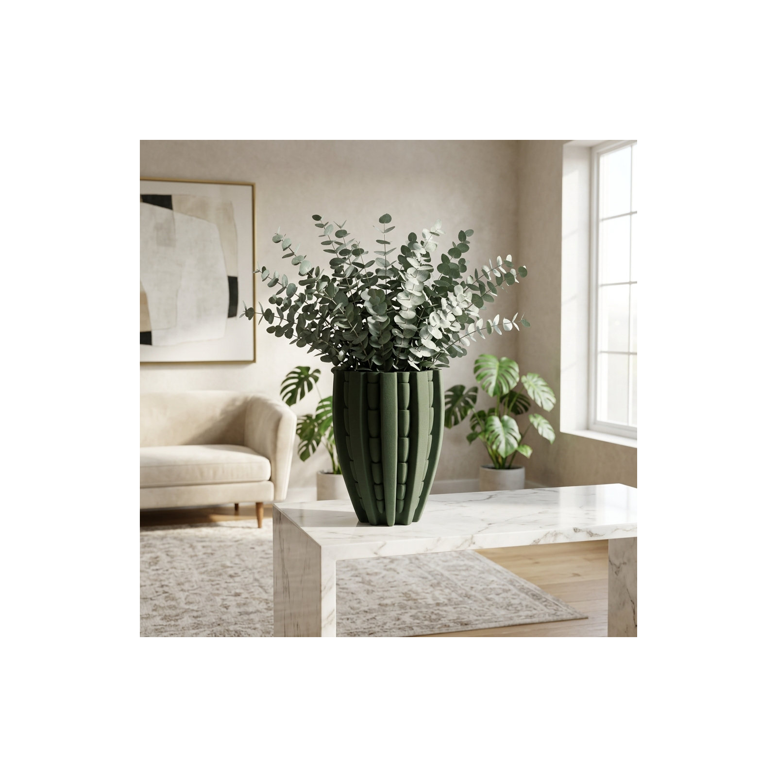 Lakeland 3D Printed Vase, Green, 11" H x 9" W x 9'' D