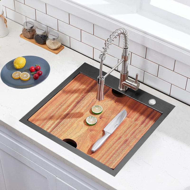 Évier de cuisine encastré en acier inoxydable 21 po x 21 po