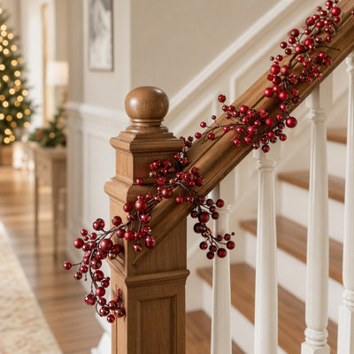 Guirlande de boules de Noël artificielles de 1,80 m, guirlande de perles flexible pour foyer, escalier, décoration de fêtes de mariage.