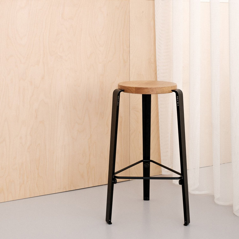 Lou Triangle Bar Stool, Graphite Black