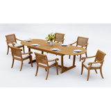 12 Seats 13 Pcs Grade-A Teak Wood Dining Set: 118" Double Extension Mas Oval Trestle Leg Table And 12 Arbor Stacking Arm Chairs #11AB2712