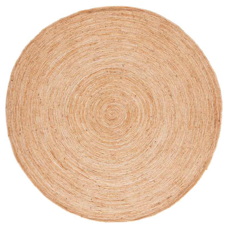 Branddon Natural Fiber Hand Woven Jute Rug, Round 7'