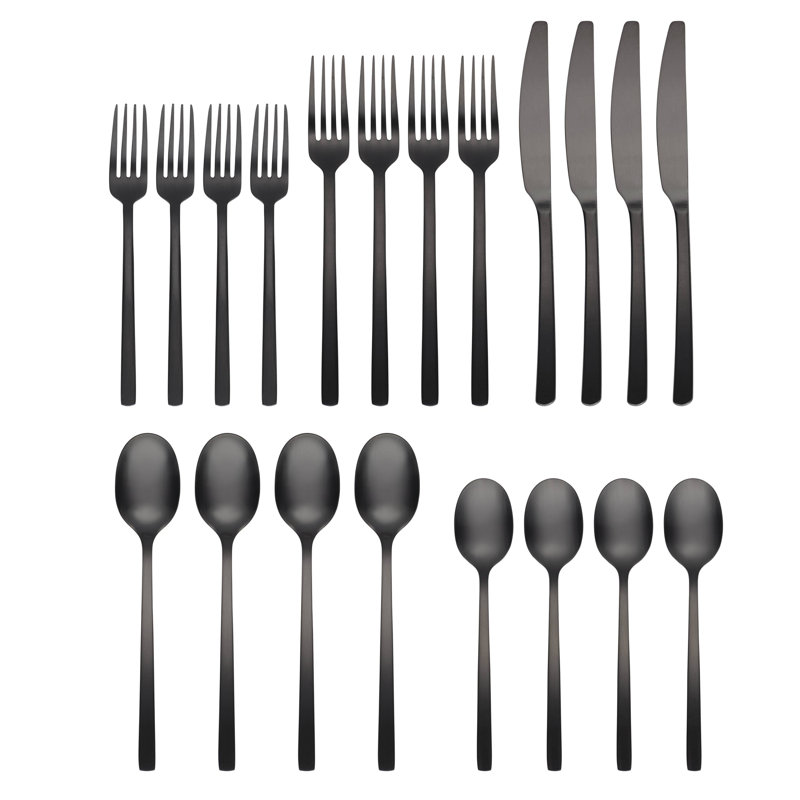 Beacon 20-Piece Flatware Set, Service for 4, Black
