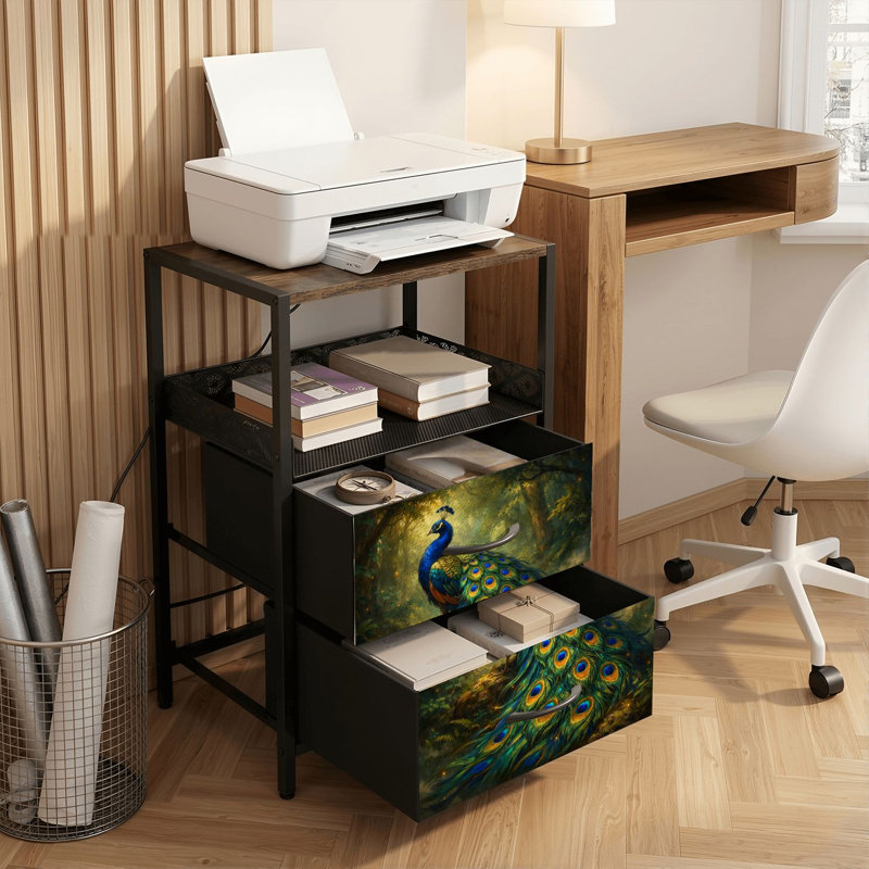 Table de chevet 2 tiroirs avec station de charge, table de chevet de chambre à coucher avec ports USB et prises USB