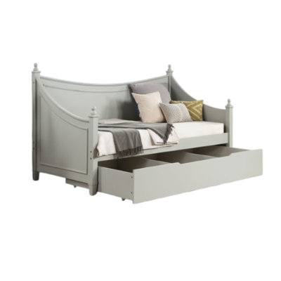 Kiki Twin Daybed With Trundle And Hidden Storage, Light Gray Wood