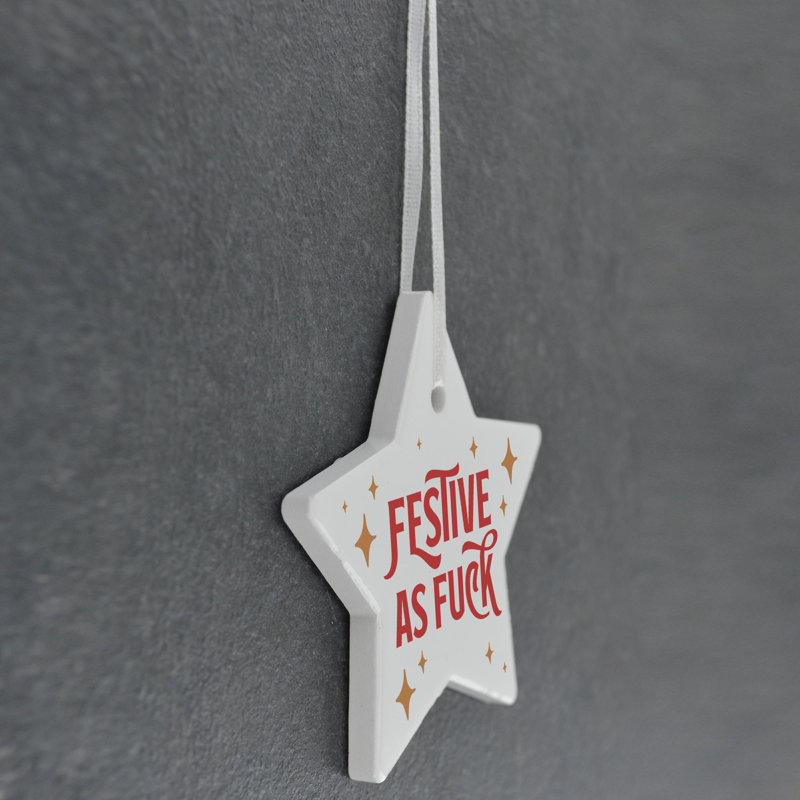 The Seasonal Aisle Festive As Christmas Star Shaped Ceramic Ornament