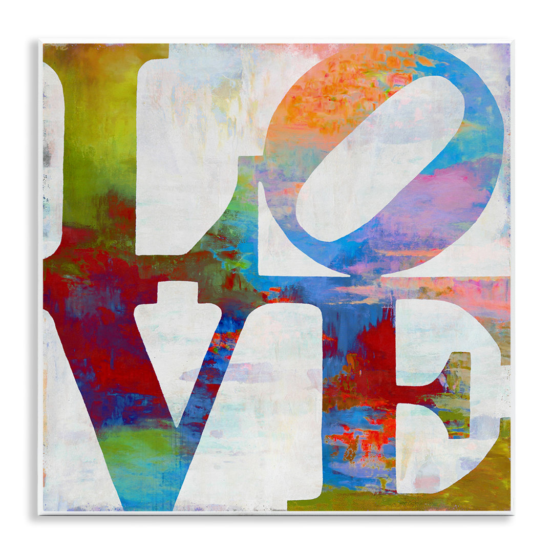 'Love Painted Textured Rainbow Typography' Graphic Art Print Ebern Designs