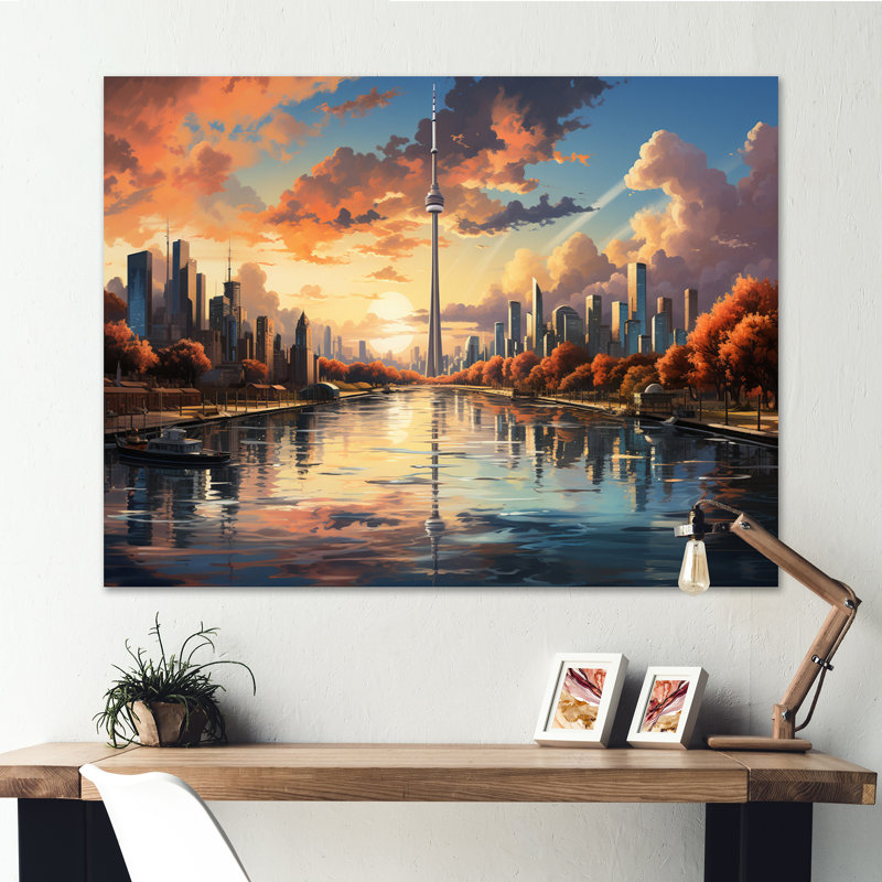 «The Canadian City From Water» sur toile, Toile tendue, H 34 po x l 44 po x P 1,5 po