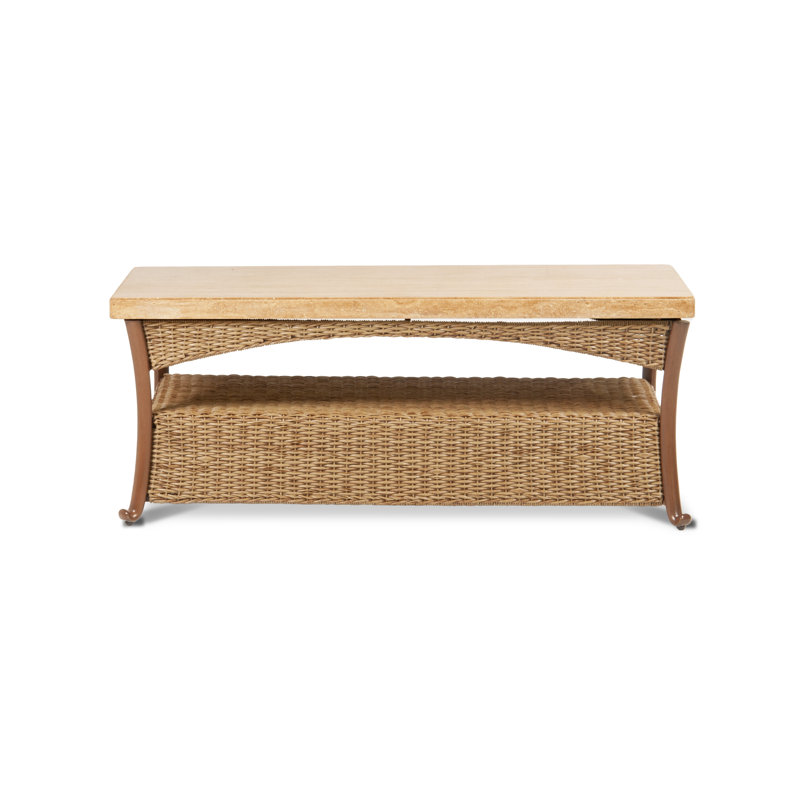Brookside - Outdoor Coffee Table w/ Travertine Top and Aluminum Frame