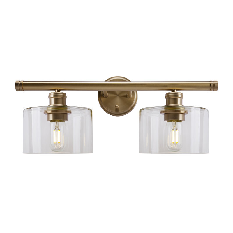 Barre d'éclairage de salle de bain 2 lumières Currey, Doré clair