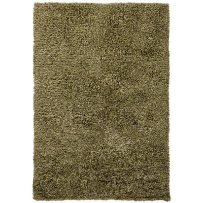 Tapis à poils longs tissé à la main à la main vert, beige et brun Stickney