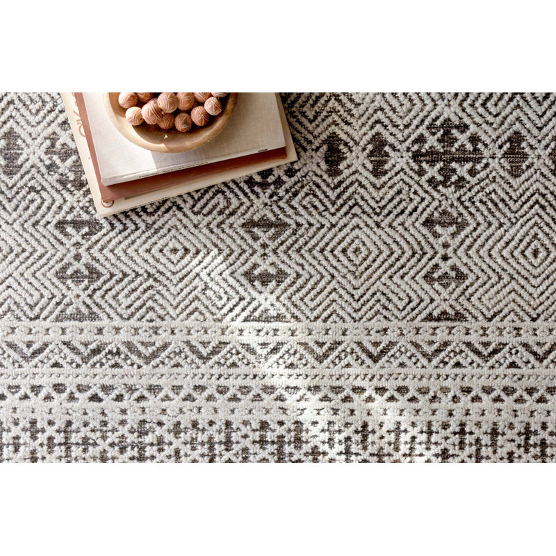 Tapis décoratif naturel noué à la main bleu/naturel watts, Rectangle 8 pi x 10 pi