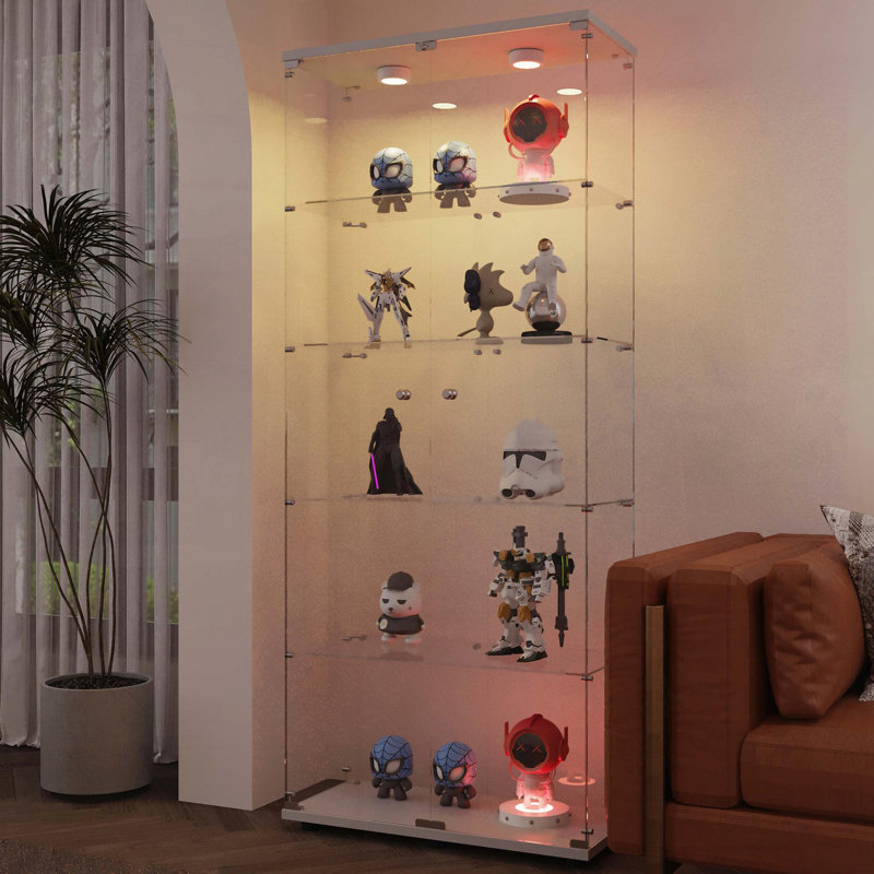 Vitrine en verre trempé avec lumières DEL à changement de couleur et serrure