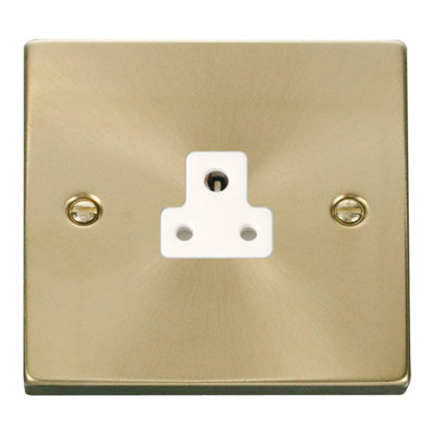 Satin Brass 1 Gang 2A Round Pin Socket