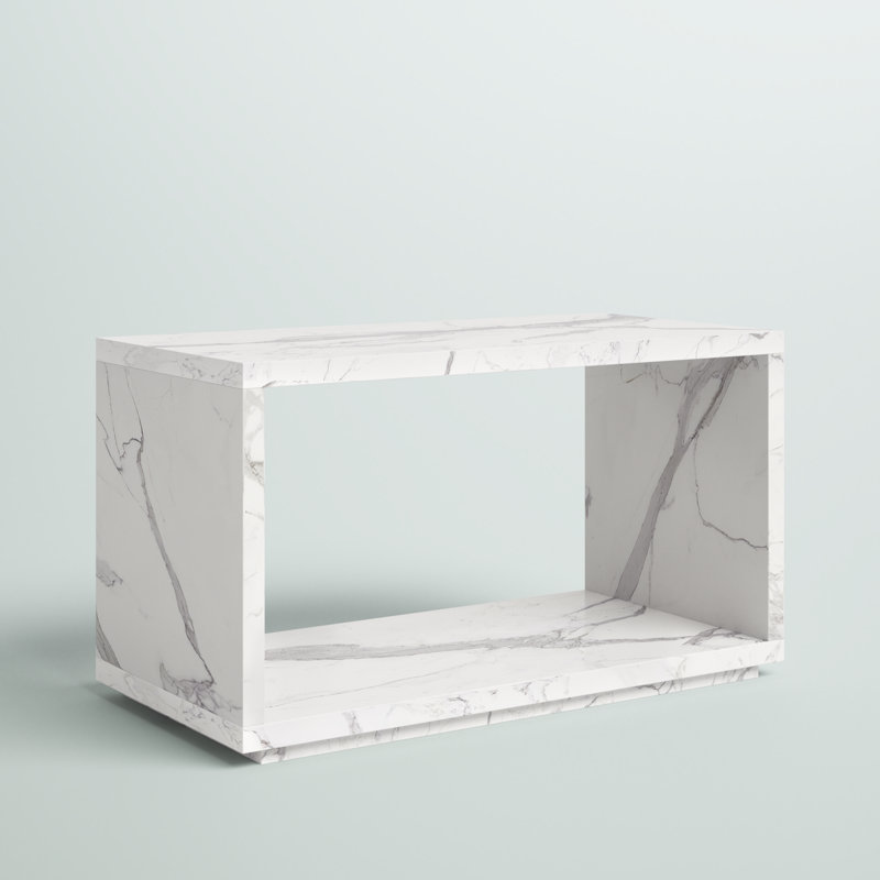 Table basse avec rangement Albury, Faux marbre blanc