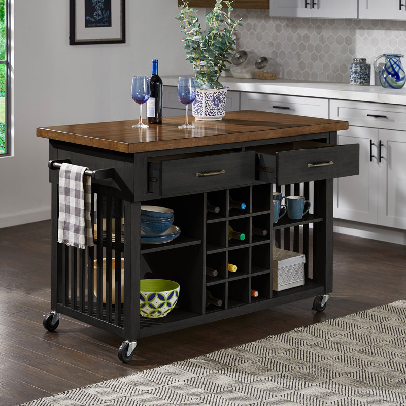 Sariyah Wood Kitchen Cart, Antique Black