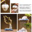 Sculpture de bureau cerf en fontaine d'intérieur, mini fontaine de table avec brume, anneau de lumière DEL réglable et support de brûleur d'encens à refoulement (PQLU001)