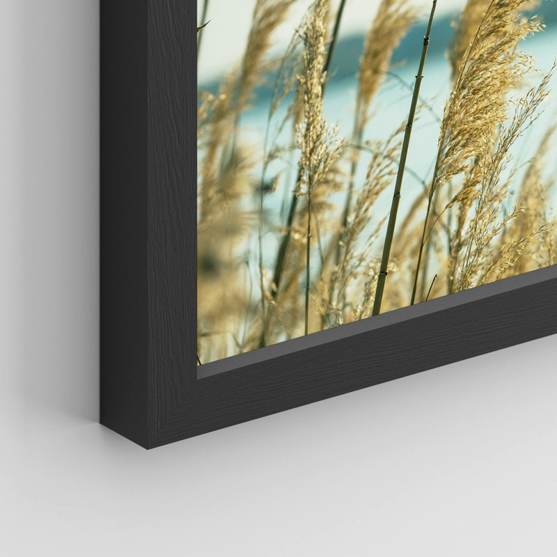 «White Winter California Beach Grass Ocean Horizons», impression sur papier 4 pièces, H 14 po x l 11 po, Noir