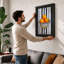 Oranges in Striped Bowl Modern - Framed Print-2143130397-2143130399
