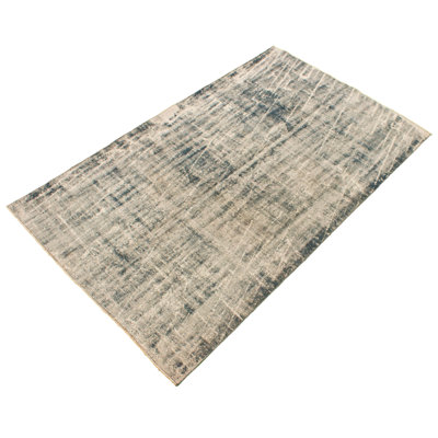 Tapis décoratif gris en laine de conception unique 5 pi 11 po x 9 pi 5 po noué à la main 1980s
