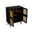 Armoire de rangement en maille de rotin à 4 portes avec huit tablettes spacieuses, parfaite pour le vestibule, le salon et le vestibule