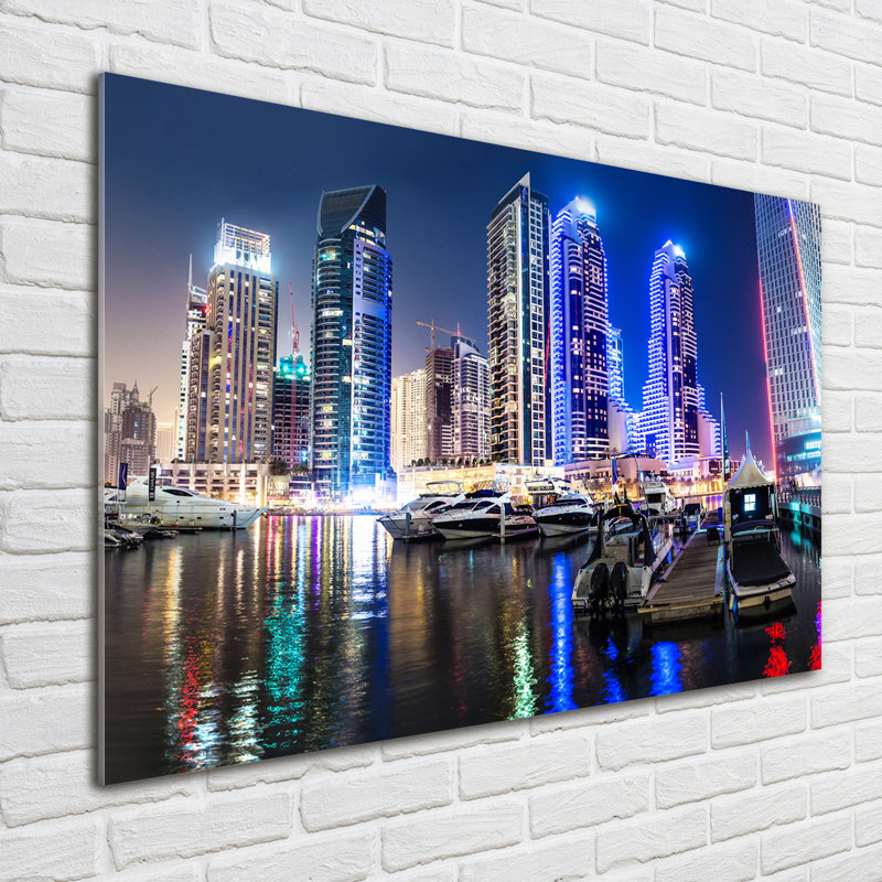 Dubai At Night - No Frame Print on Glass