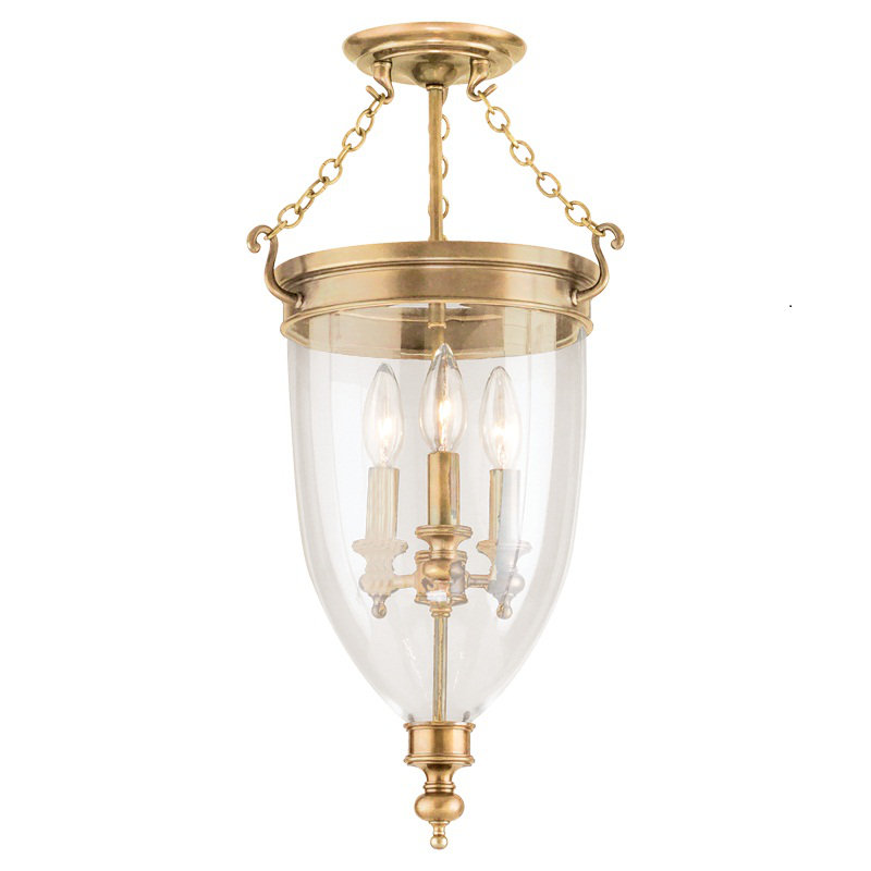 Hanover 3 - Light Semi Flush Mount, Aged Brass, 21.5"H x 12"W