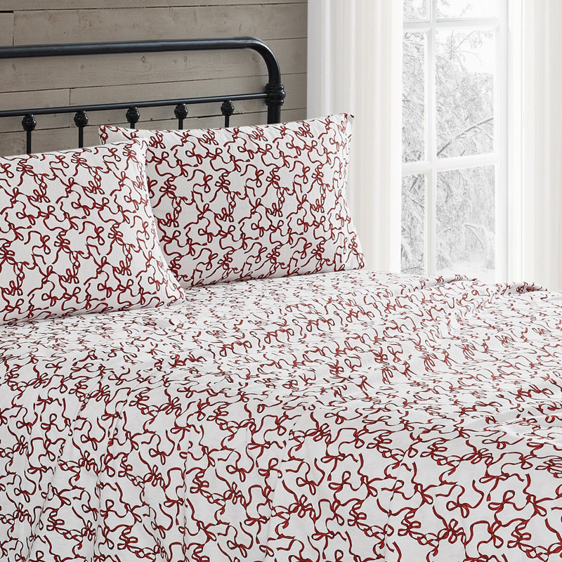 Ensemble de draps en flanelle à motif de ruban Trous, Ensemble de draps pour lit simple avec 1 taie d'or