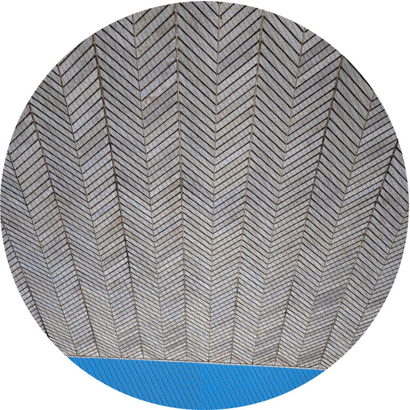 Tapis gris/bleu à motifs Jarosz, Rond 8 pi