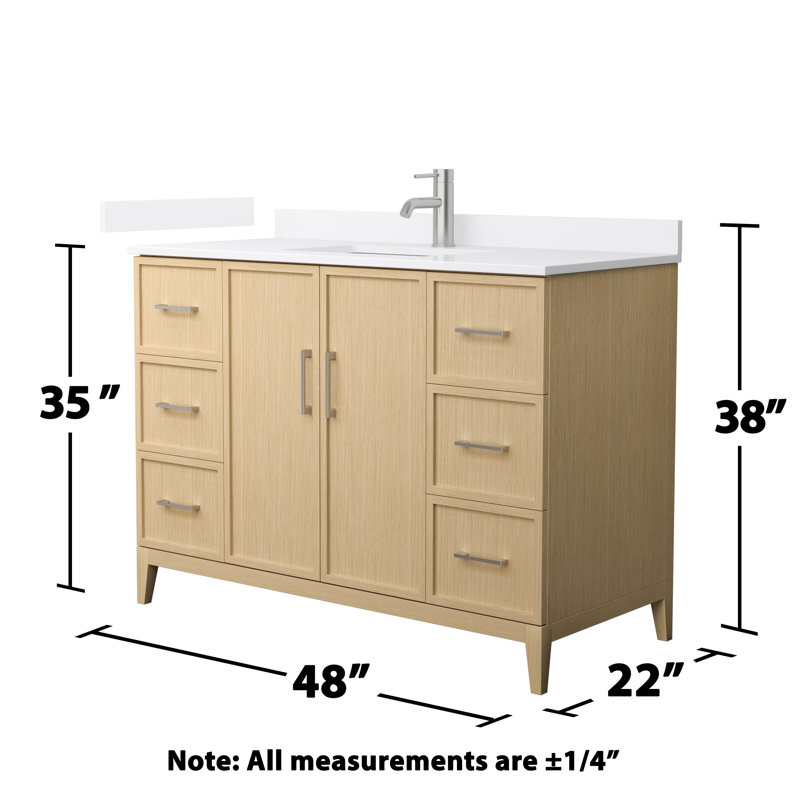 Elan 48'' W Vanity, Tan, Brushed Nickel, White Cultured Marble