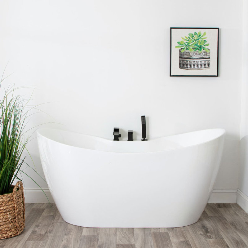 67'' x 28.38'' Soaking Acrylic Bathtub with Faucet