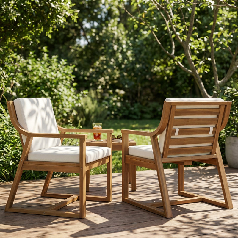 Ensemble de 2 fauteuils de patio pour l'extérieur avec coussins amovibles en mousse épaisse, accoudoirs ergonomiques courbés, capacité de poids de 400 lb,